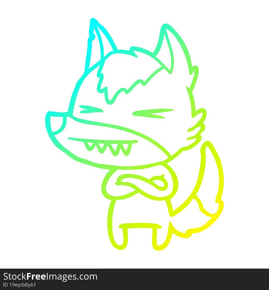 cold gradient line drawing angry wolf cartoon