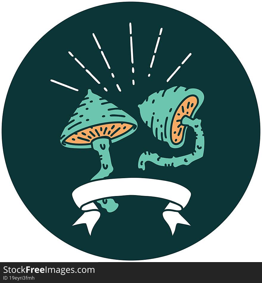 Icon Of Tattoo Style Mushrooms