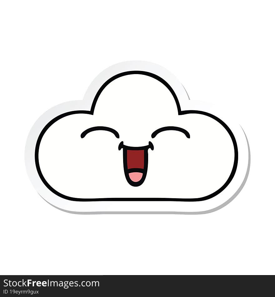 sticker of a cute cartoon white cloud