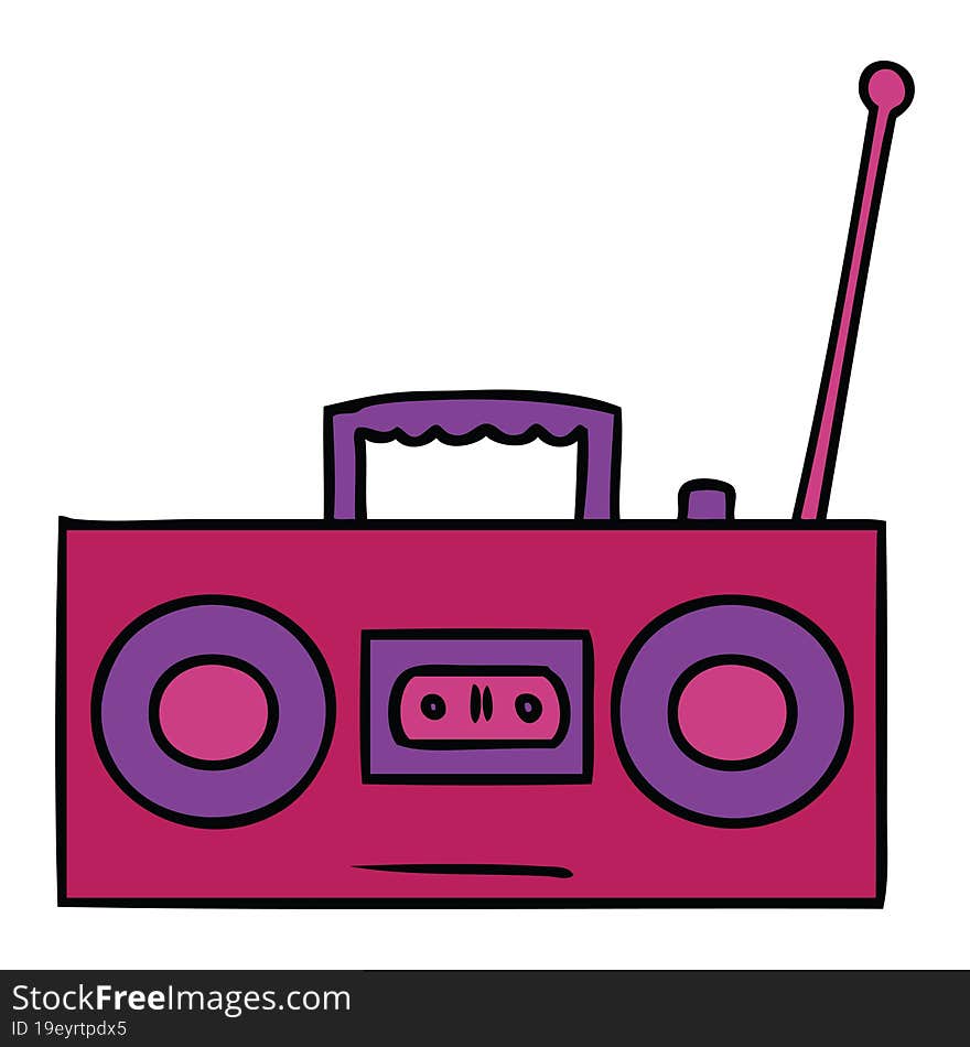 Cartoon Doodle Of A Retro Cassette Player