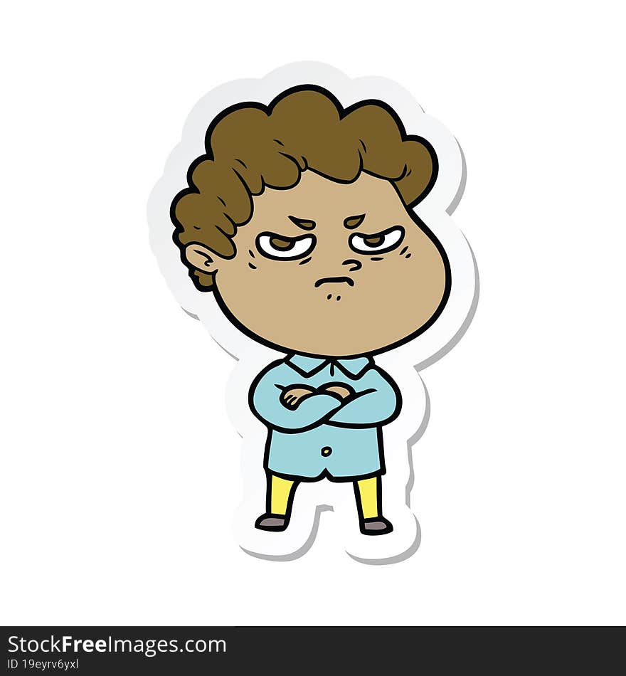 sticker of a cartoon angry man