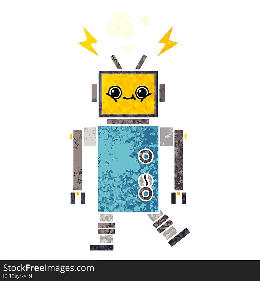 retro illustration style cartoon of a robot