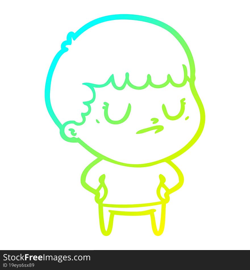 cold gradient line drawing cartoon grumpy boy