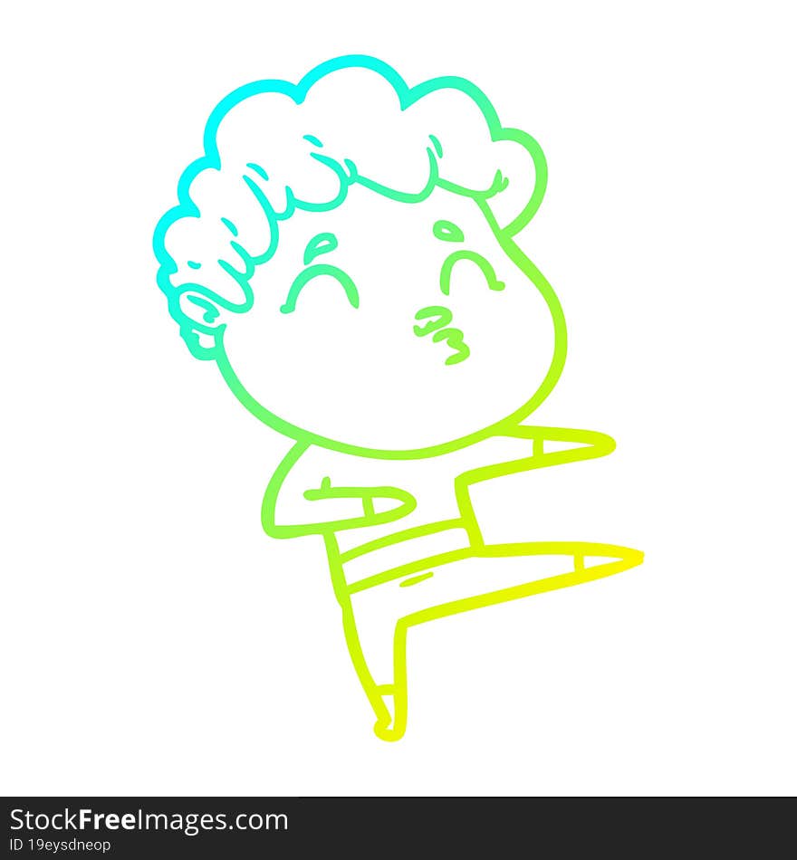 cold gradient line drawing cartoon man pouting