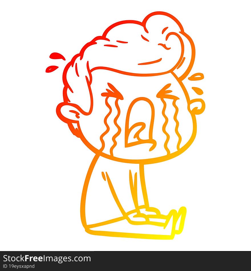 warm gradient line drawing cartoon crying man