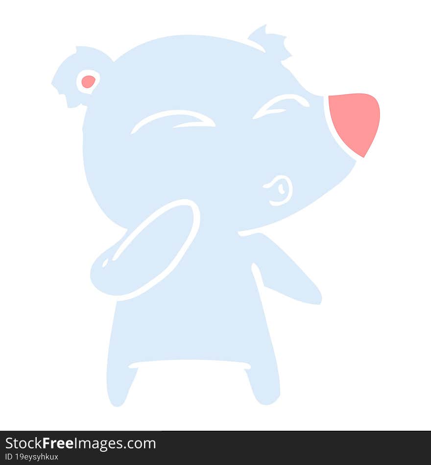 Flat Color Style Cartoon Whistling Bear