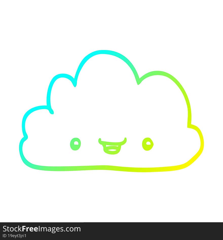 cold gradient line drawing happy cartoon cloud