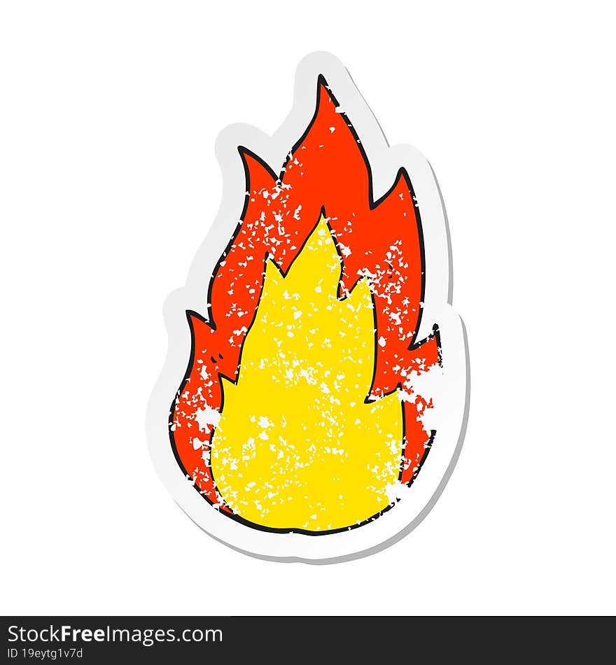 retro distressed sticker of a cartoon fire