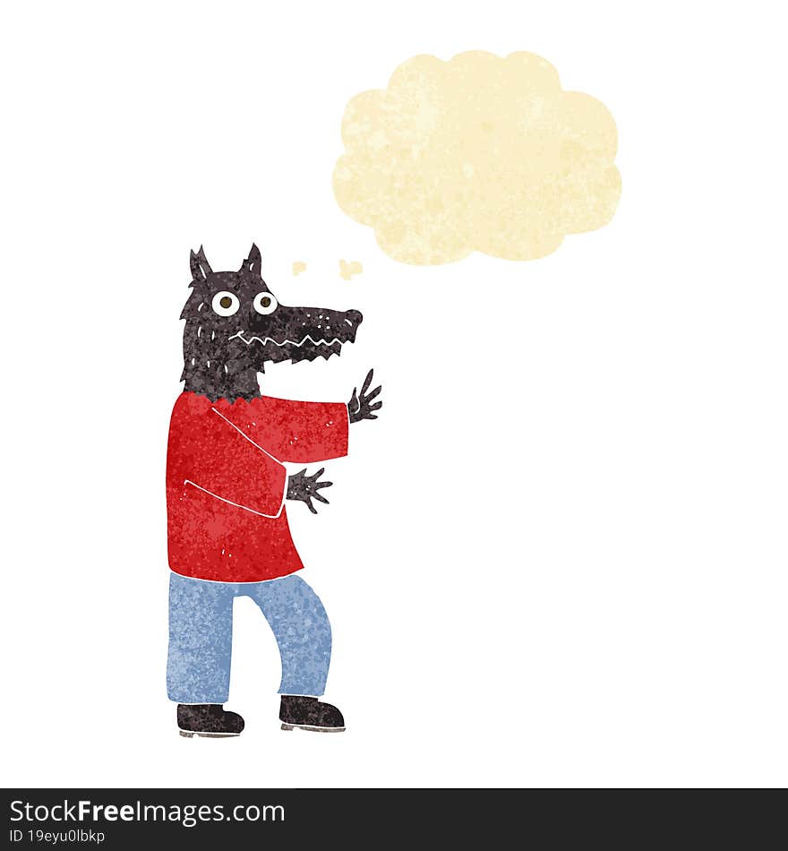 Cartoon Funny Werewolf With Thought Bubble