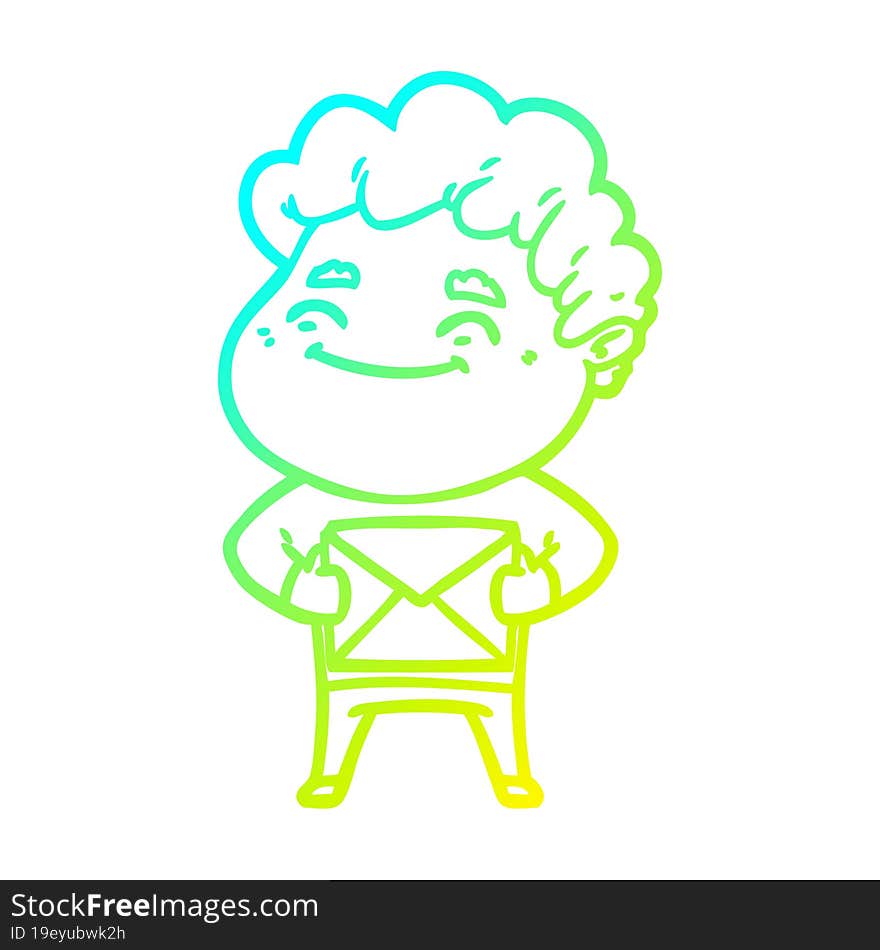 cold gradient line drawing cartoon friendly man