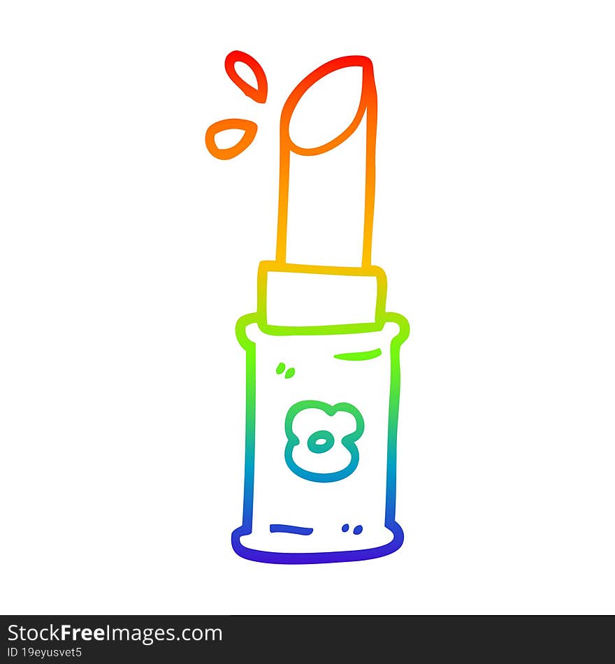 rainbow gradient line drawing of a cartoon lipstick