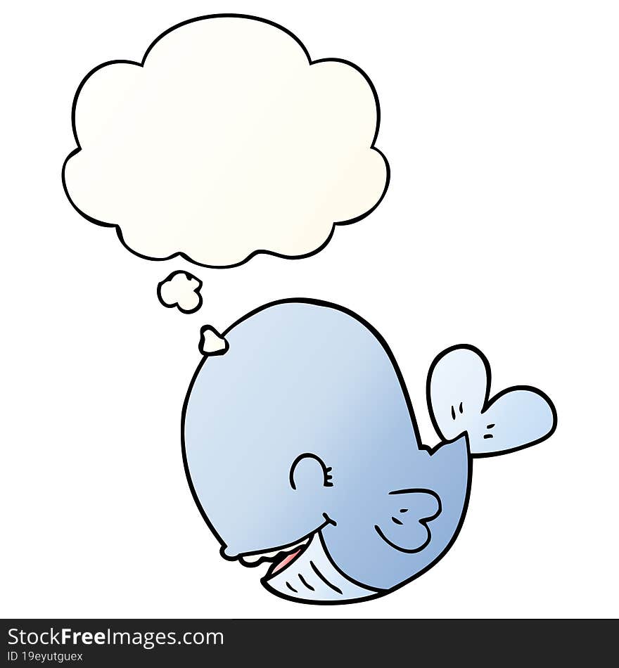 cartoon whale and thought bubble in smooth gradient style