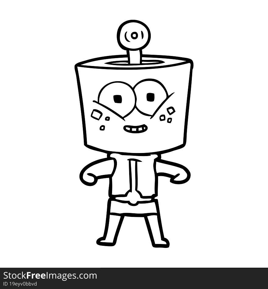 happy cartoon robot. happy cartoon robot