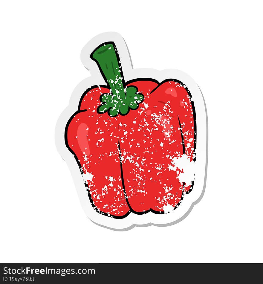 distressed sticker of a cartoon pepper