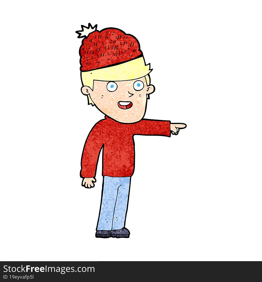 cartoon man wearing winter hat