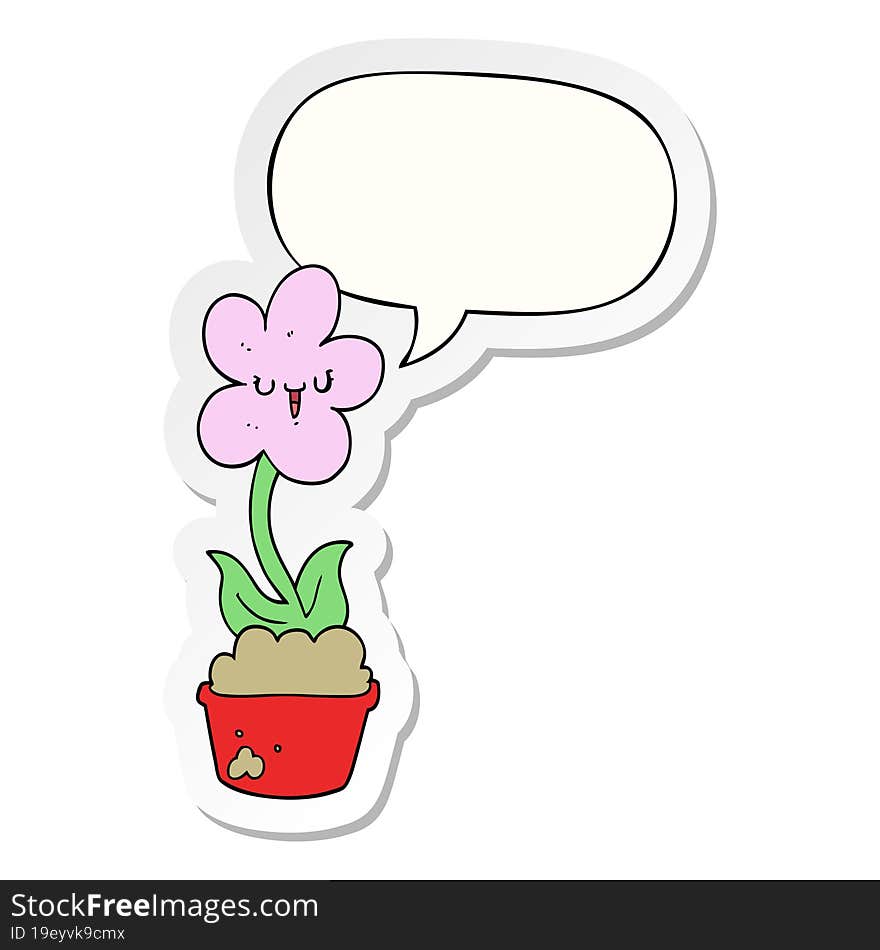 Cute Cartoon Flower And Speech Bubble Sticker