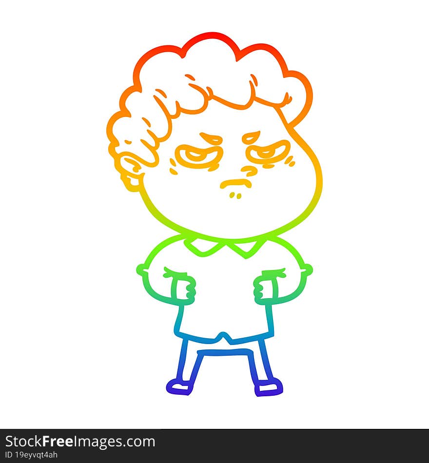 rainbow gradient line drawing cartoon angry man