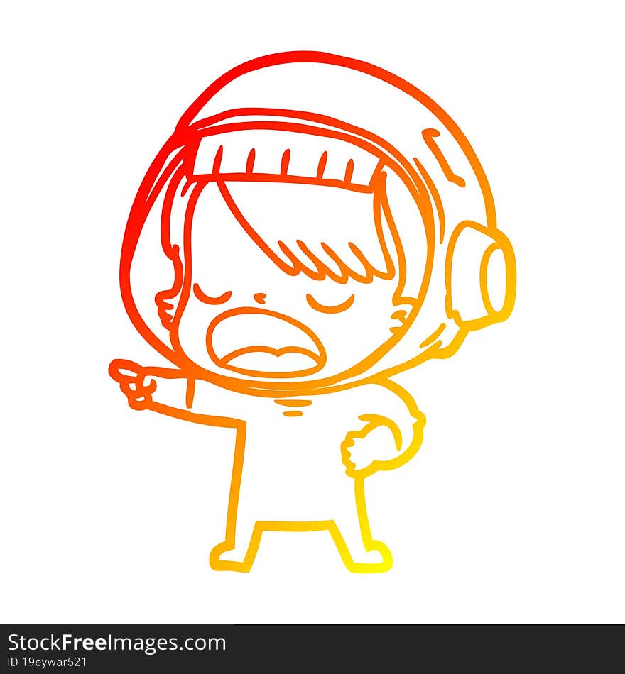 warm gradient line drawing cartoon talking astronaut