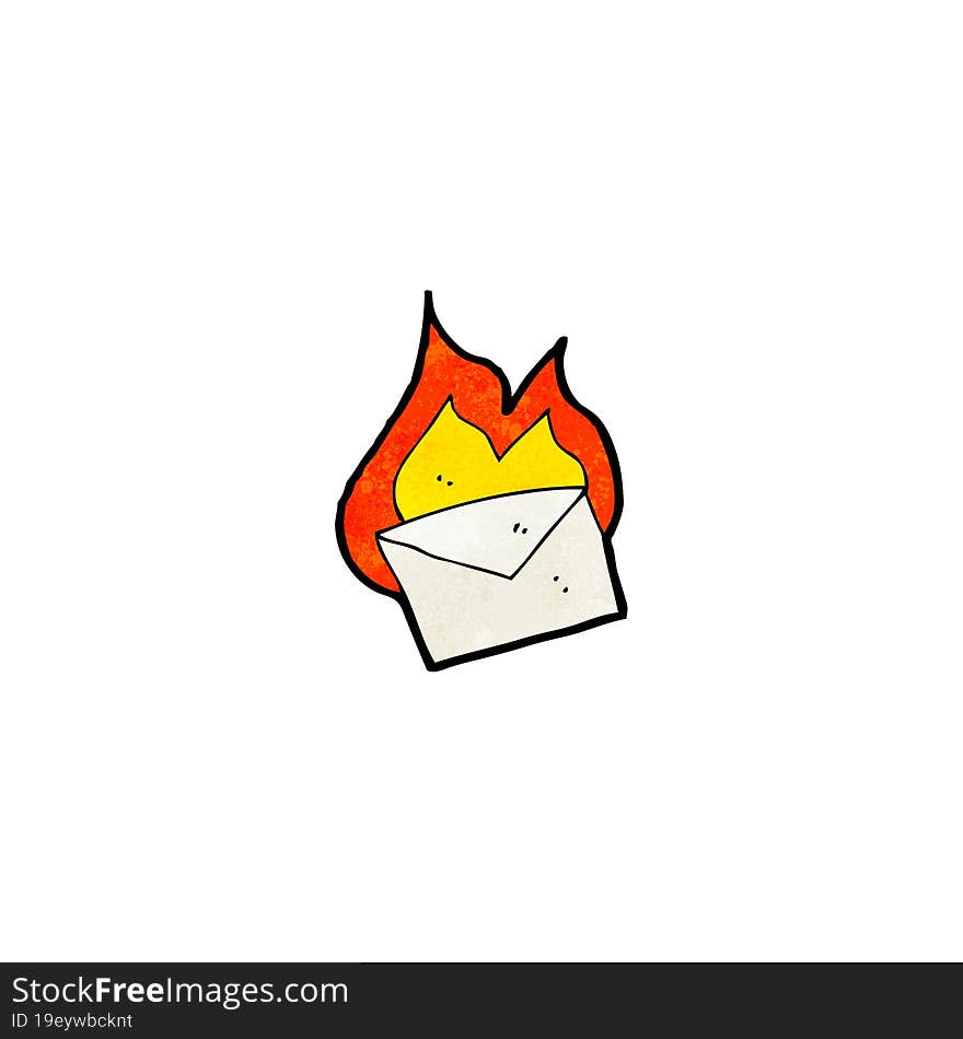 cartoon envelope burning