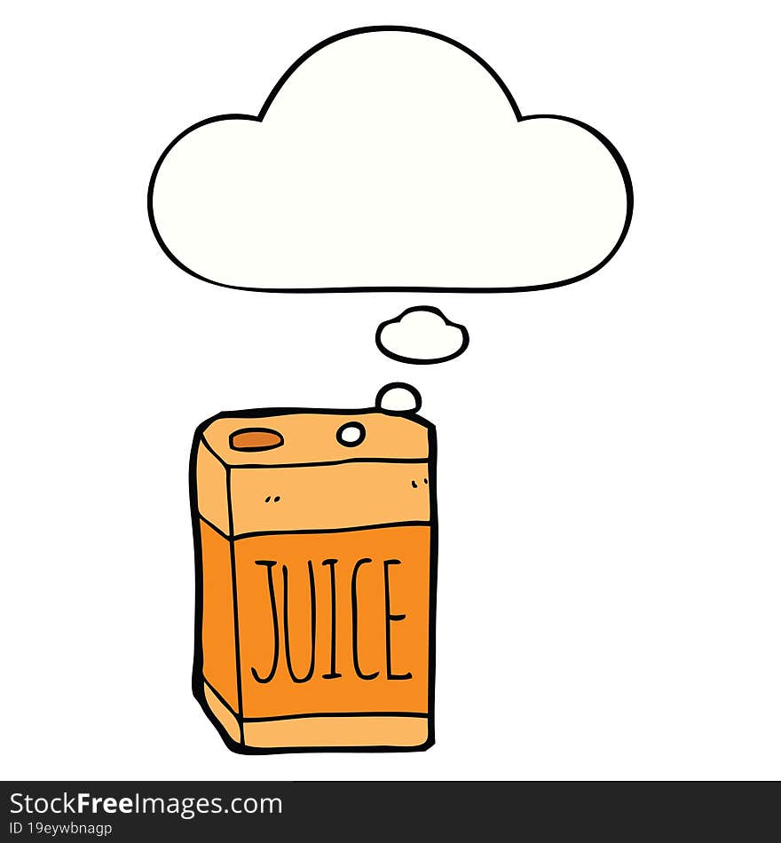 cartoon juice box with thought bubble. cartoon juice box with thought bubble