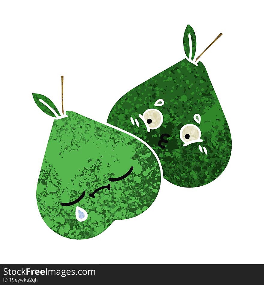 retro illustration style cartoon pears