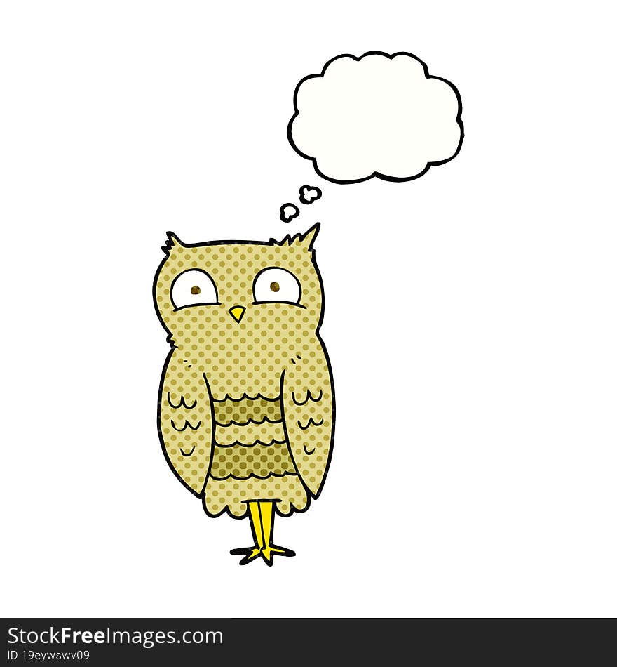 freehand drawn thought bubble cartoon owl