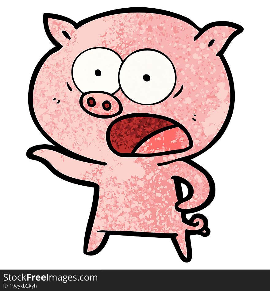 cartoon pig shouting. cartoon pig shouting