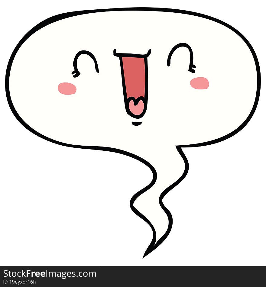 happy cartoon face with speech bubble. happy cartoon face with speech bubble