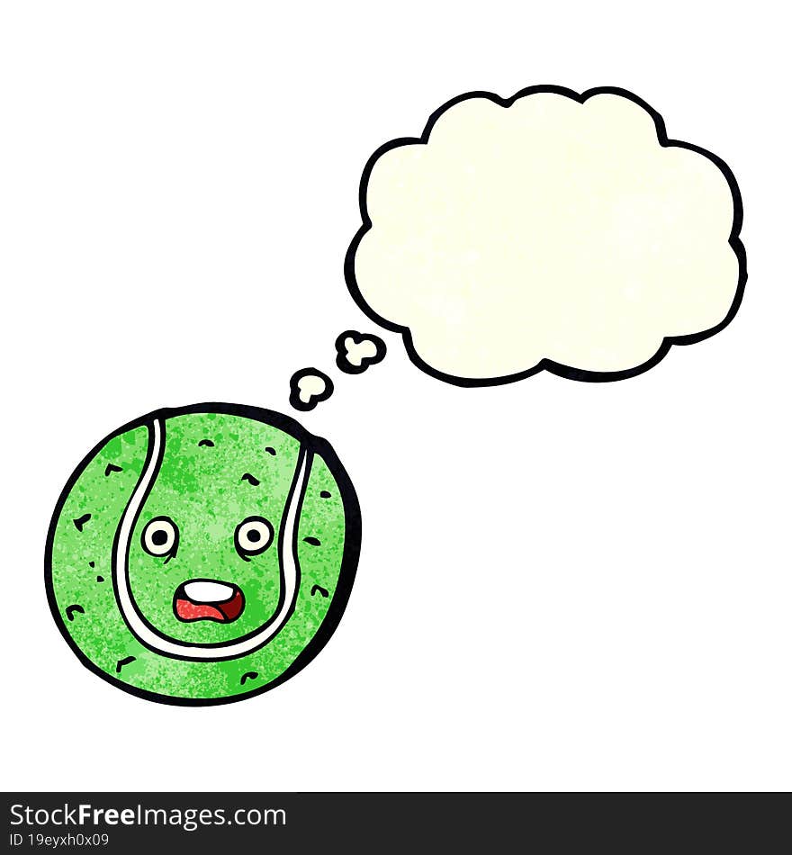 cartoon tennis ball with thought bubble