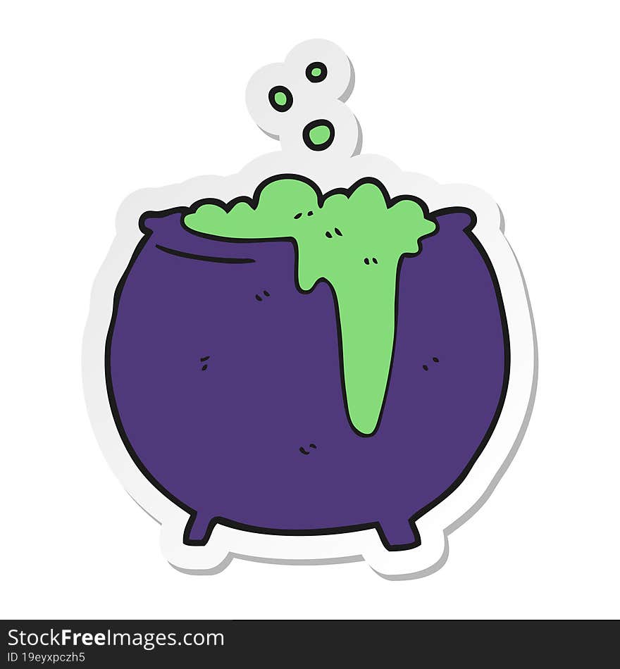 sticker of a cartoon cauldron