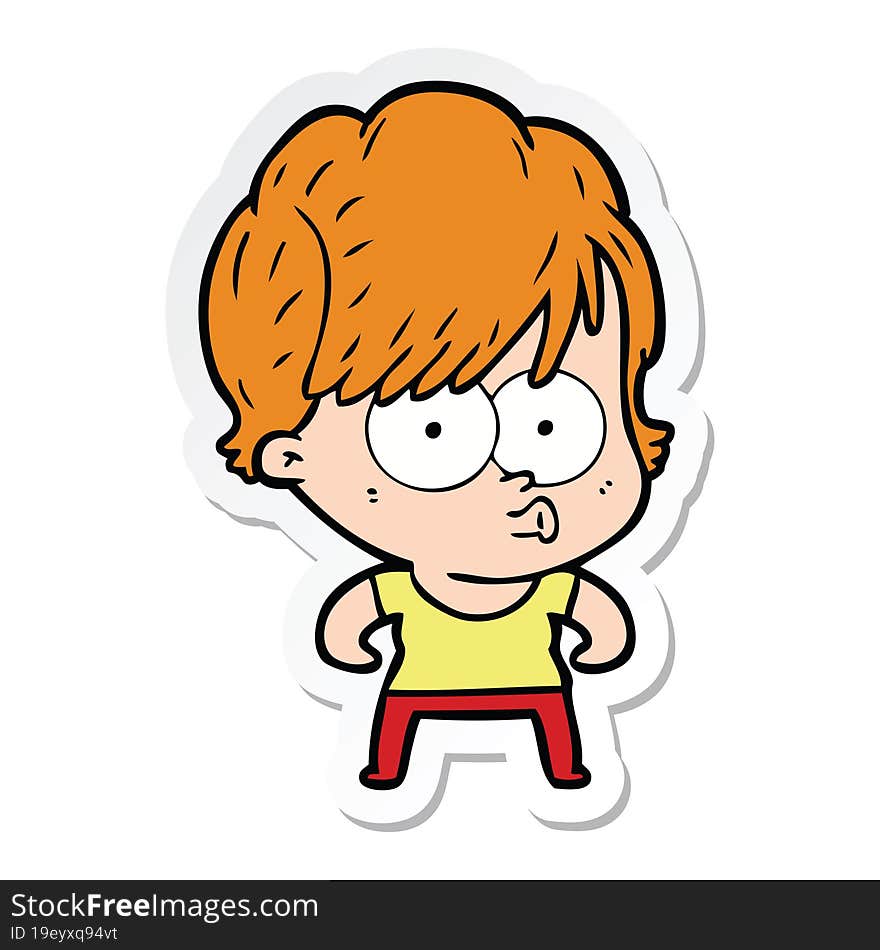 sticker of a cartoon woman