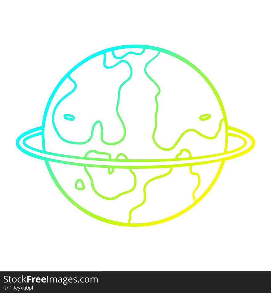 cold gradient line drawing cartoon alien planet