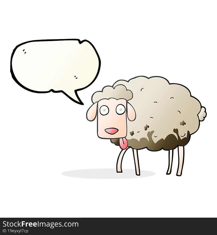 speech bubble cartoon muddy sheep