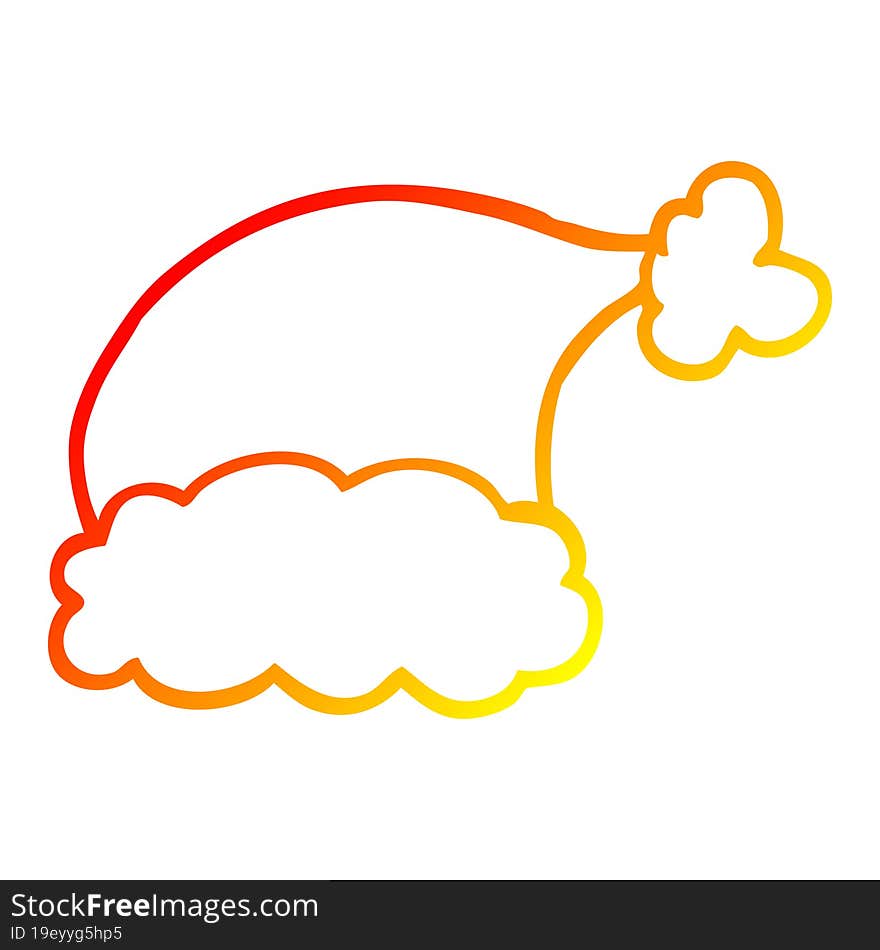 Warm Gradient Line Drawing Cartoon Santa Hat