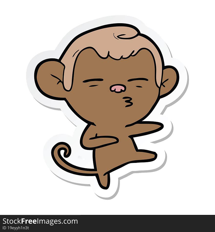 sticker of a cartoon suspicious monkey