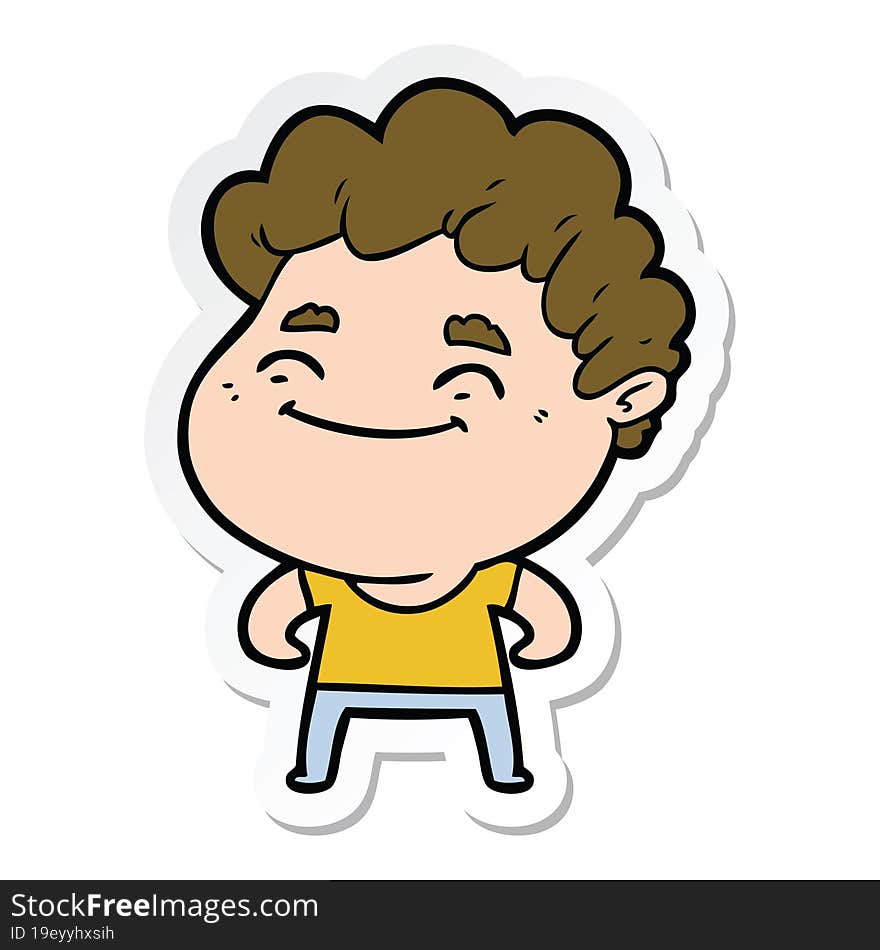 sticker of a cartoon friendly man