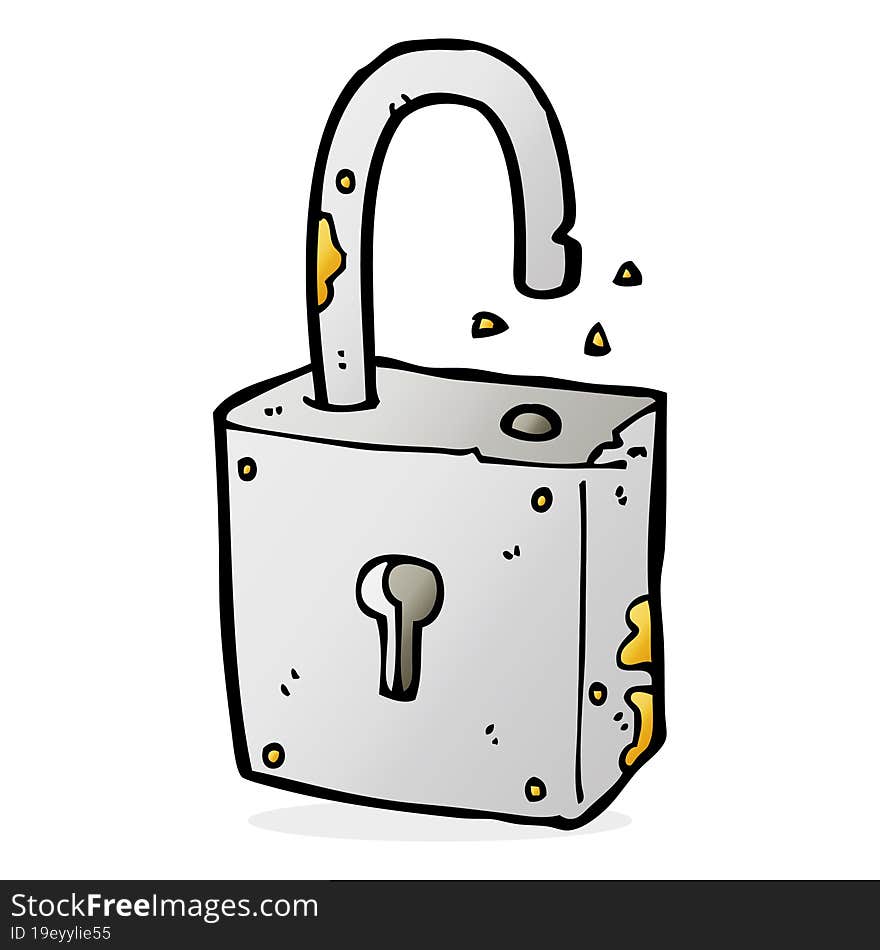 cartoon rusty old padlock