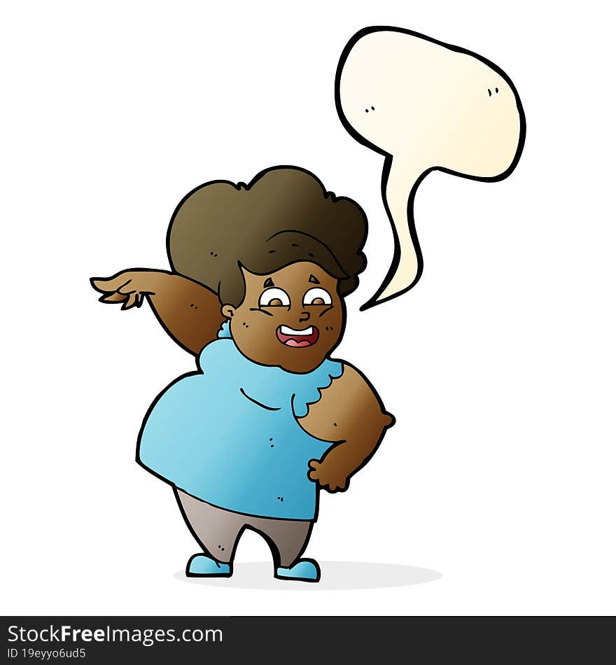 Cartoon Overweight Woman With Speech Bubble