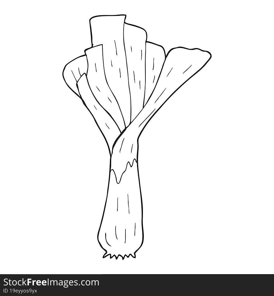 black and white cartoon leek