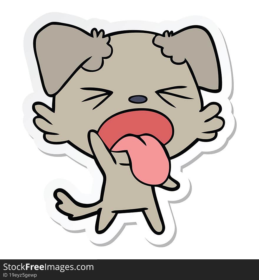 sticker of a cartoon disgusted dog