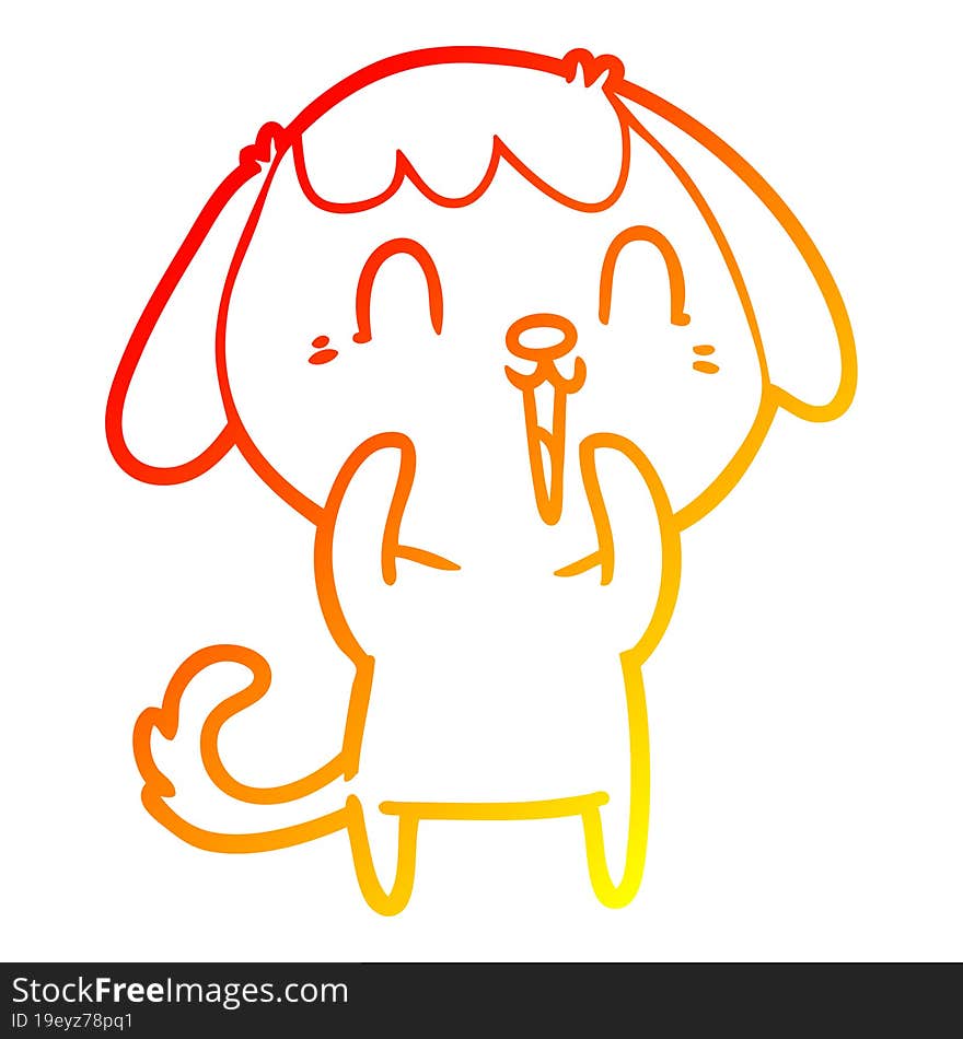 Warm Gradient Line Drawing Cute Cartoon Dog