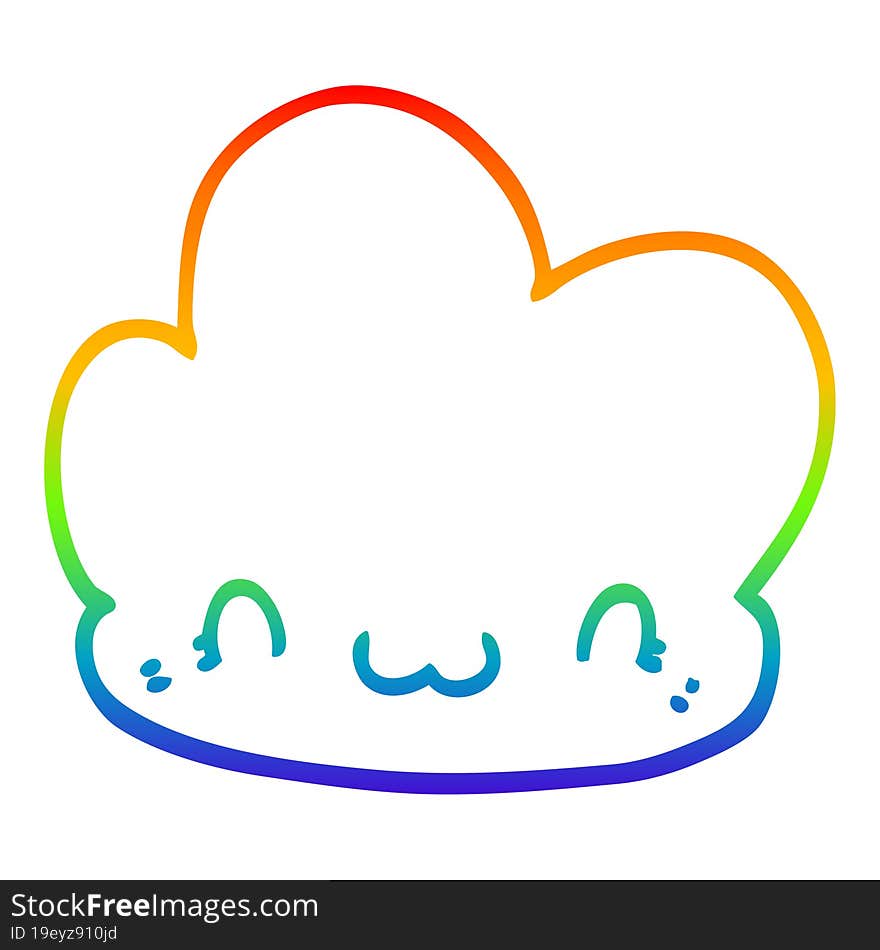 rainbow gradient line drawing cartoon cloud