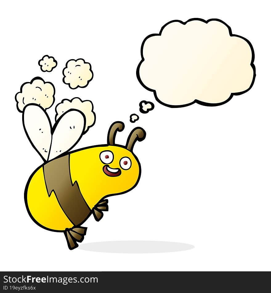 funny cartoon bee with thought bubble