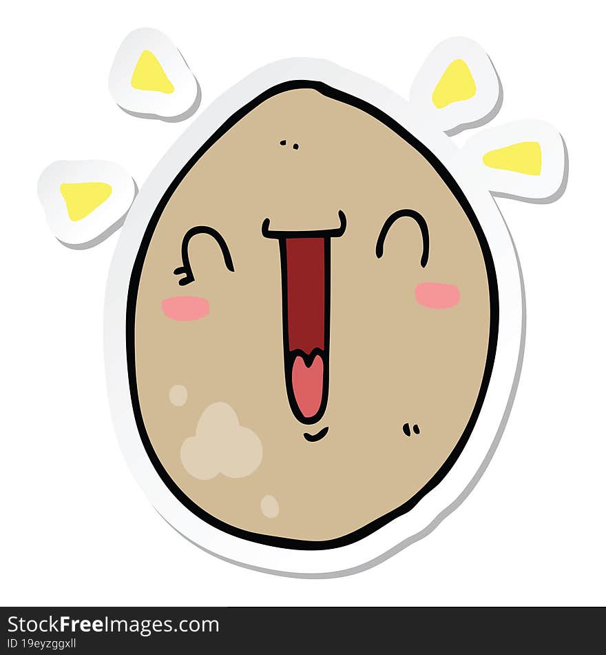 sticker of a cartoon happy egg