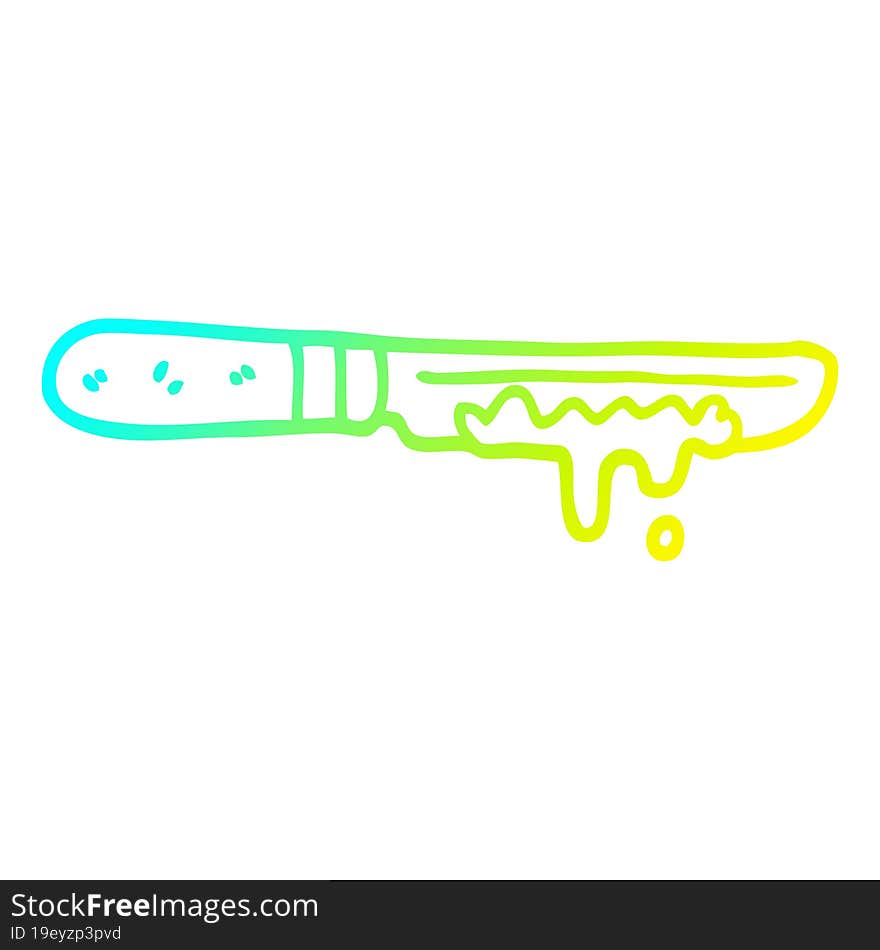 cold gradient line drawing of a cartoon butter knife