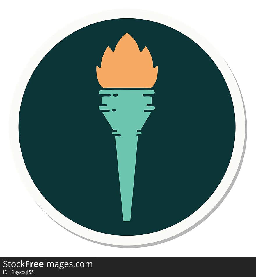 tattoo style sticker of a lit torch