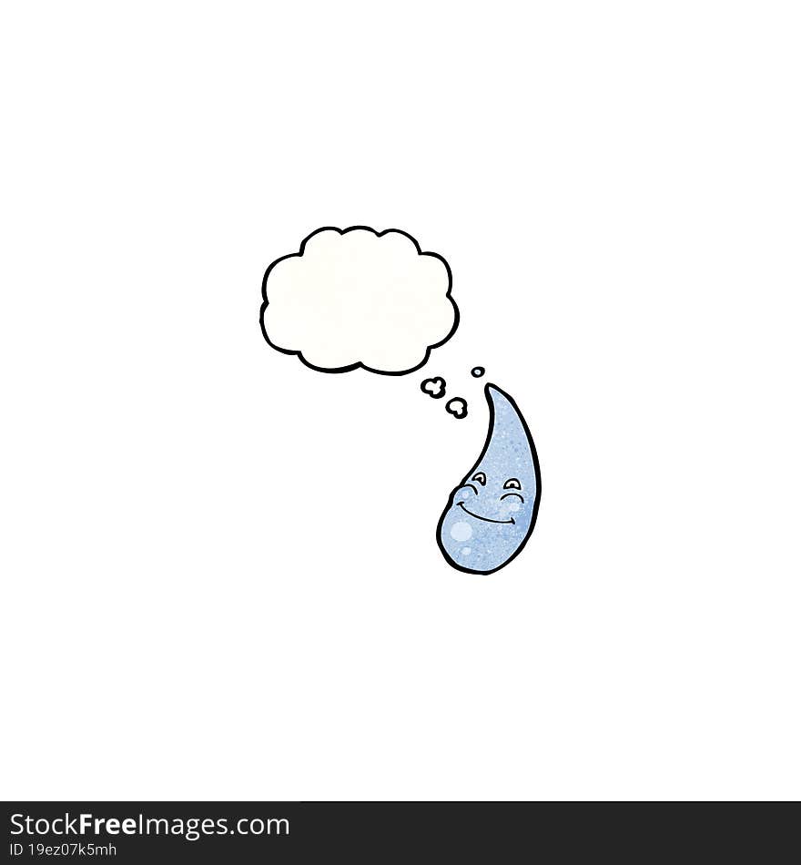 cartoon raindrop with thought bubble