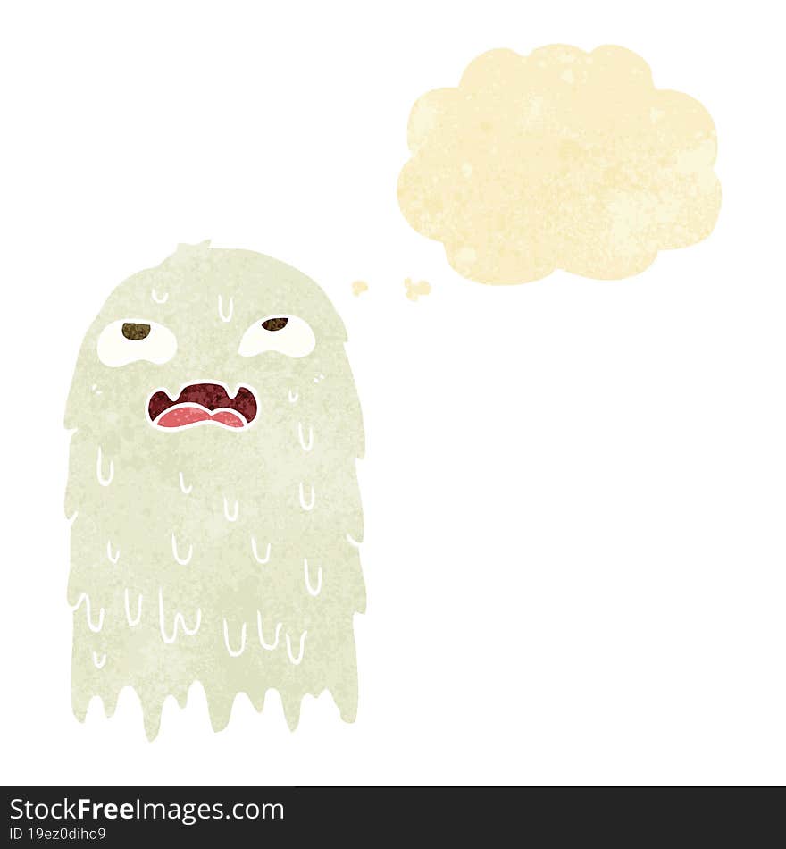 gross cartoon ghost with thought bubble