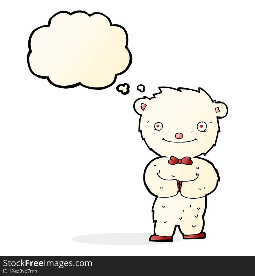 cartoon little polar bear with thought bubble