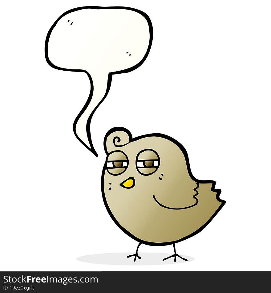 funny cartoon bird with speech bubble